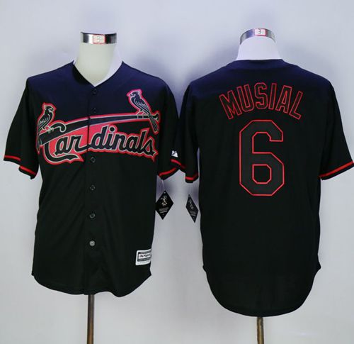 Cardinals #6 Stan Musial Black New Cool Base Fashion Stitched MLB Jersey - Click Image to Close
